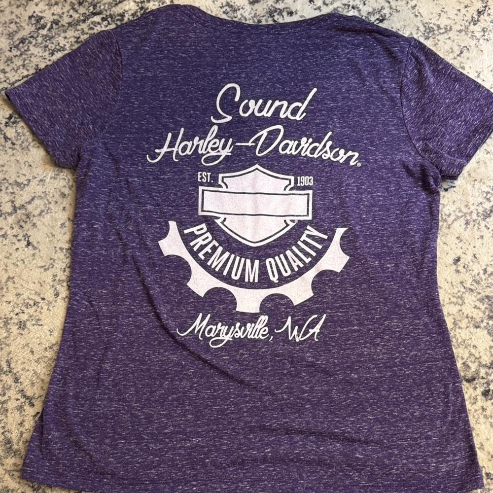 Harley-Davidson Violet Tee with Pink Script - Picture 4 of 5